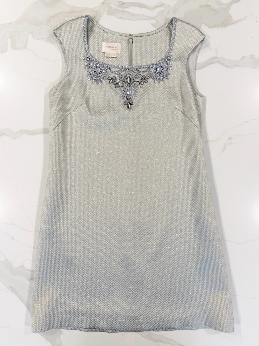 Marchesa Notte Embellished Brocade Cocktail Shift Dress Sz 6